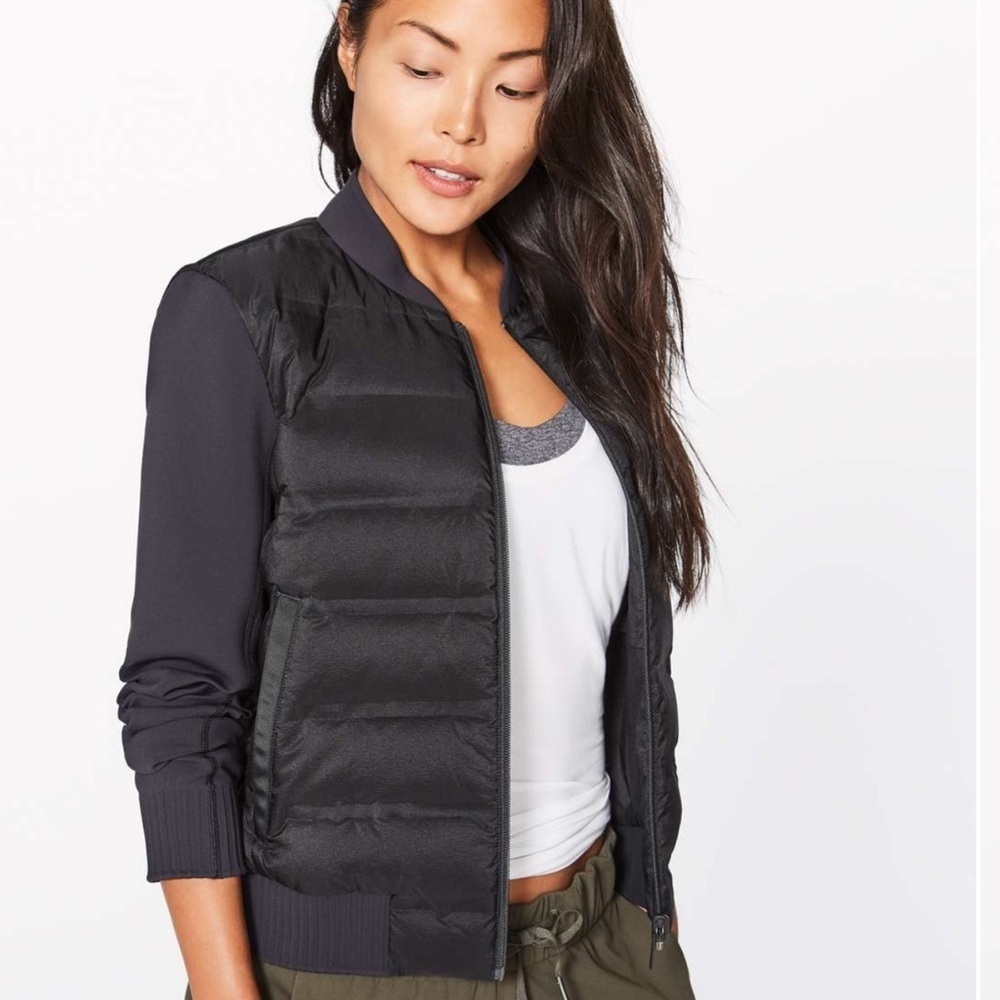 Lululemon Reversible Down Women's Black Bomber Jacket!